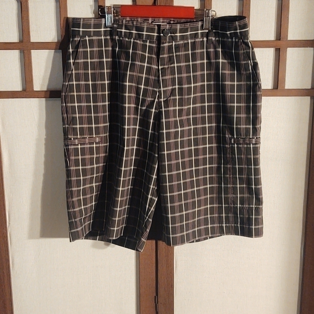 Adidas Flat Front Black, Gray, and White Shorts Sz 34